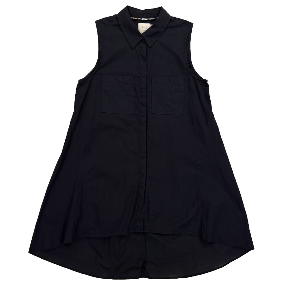 Anthropologie navy collared sleeveless button up tunic size US 2